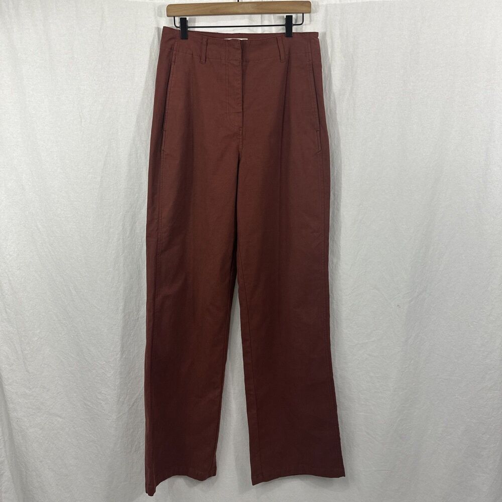 American Tall Womens Flat Front Rust Wide Leg Dress Pants Sz 10T Twill Chino